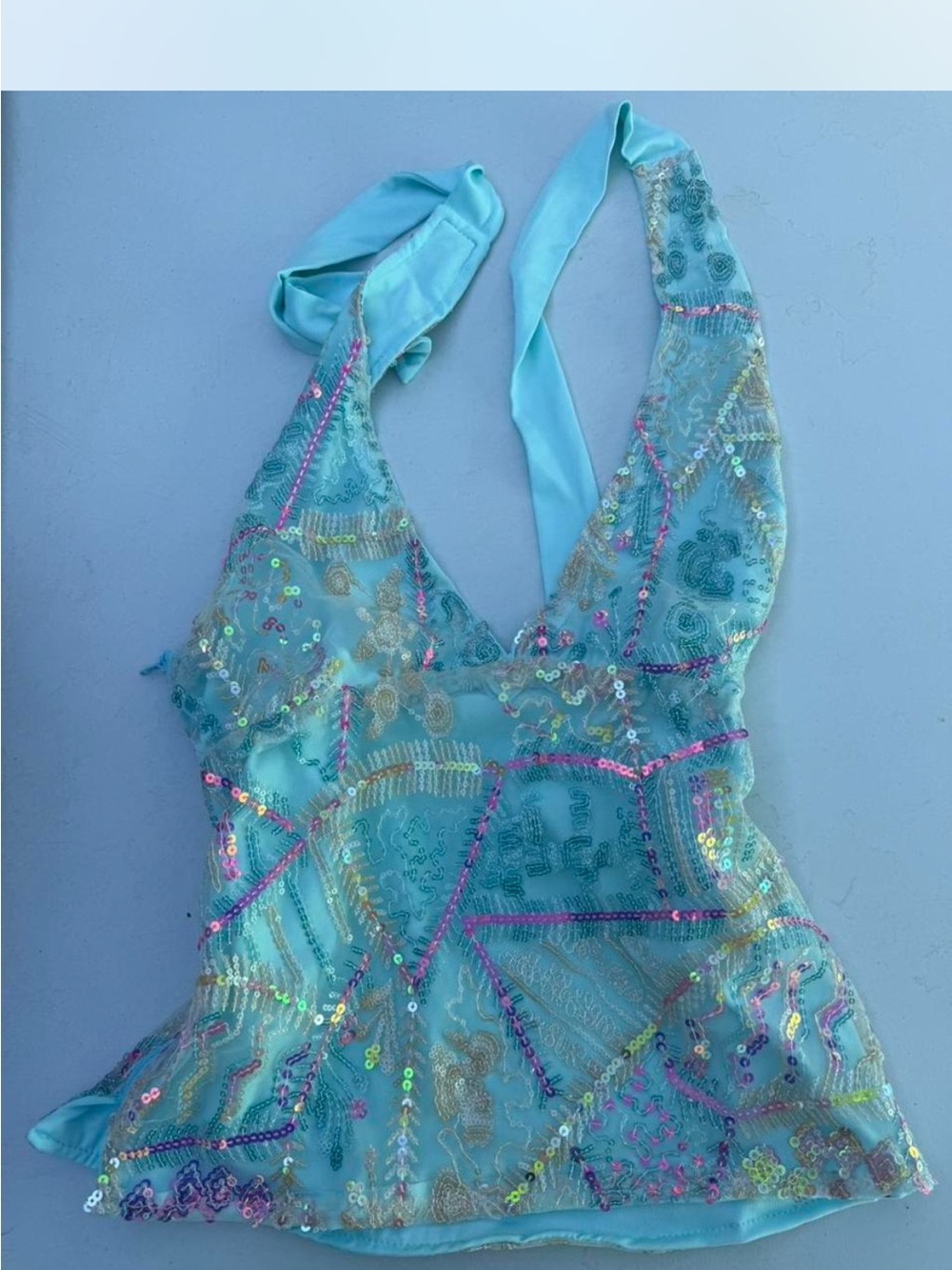 Blue Sequin crop top , size M